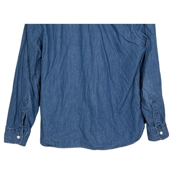 J. Crew Mens Slim Untucked Chambray Long Sleeve Denim Button Down Shirt L Blue - Picture 6 of 16